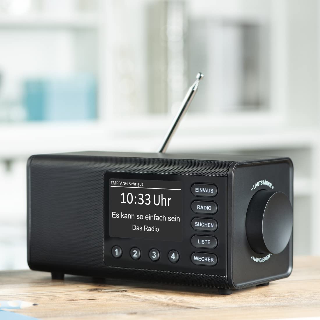 Hama DAB Radio mit DAB+/DAB und FM DR1000DE (Digitalradio mit großem Display, Küchenradio mit einfacher Bedienung, kleines Radio mit großen Tasten, UKW, AUX, 5W, Radiowecker, Seniorenradio) schwarz