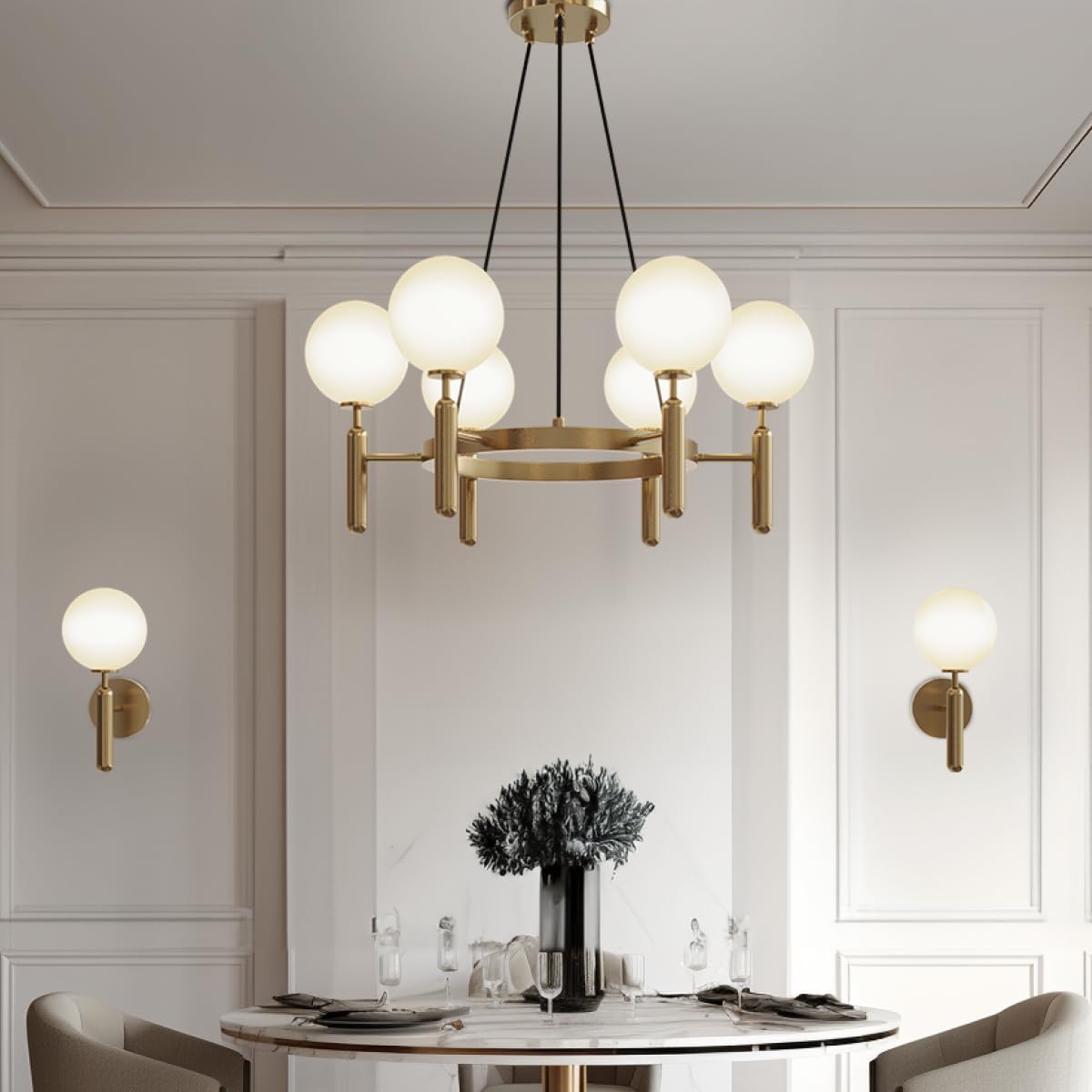 MOD LIGHTING Angelica Modern Chandelier Globe Sputnik Chandeliers Bubble Light Fixture Dimmable G9 LED Bulbs Included 1 Pack