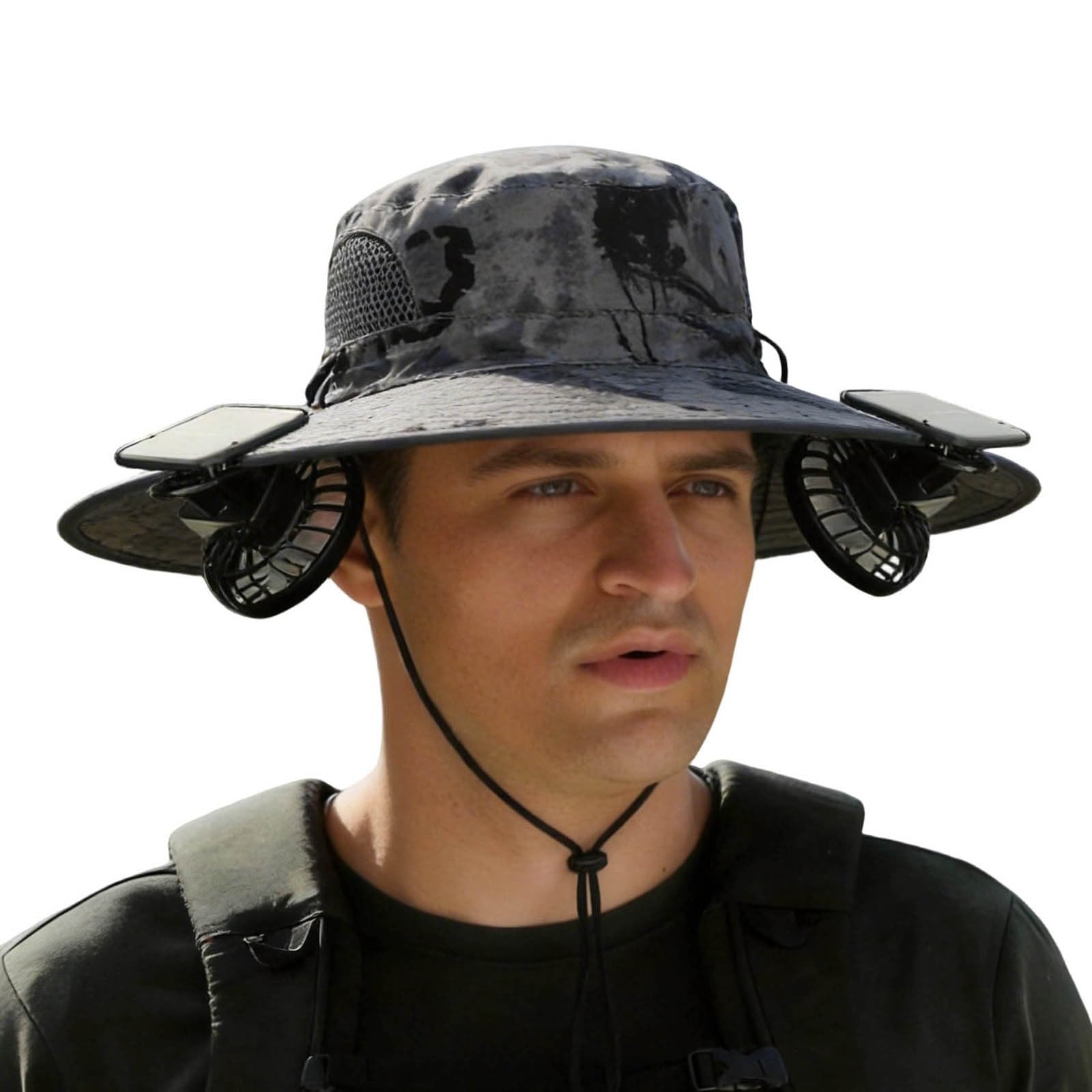 Cappellino con Ventilatore Solare da Uomo Donna Estivo in Rete Traspirante con Tesa Larga Staccabile UPF 50+ Unisex Trekking Pesca E Camminate All'Aperto
