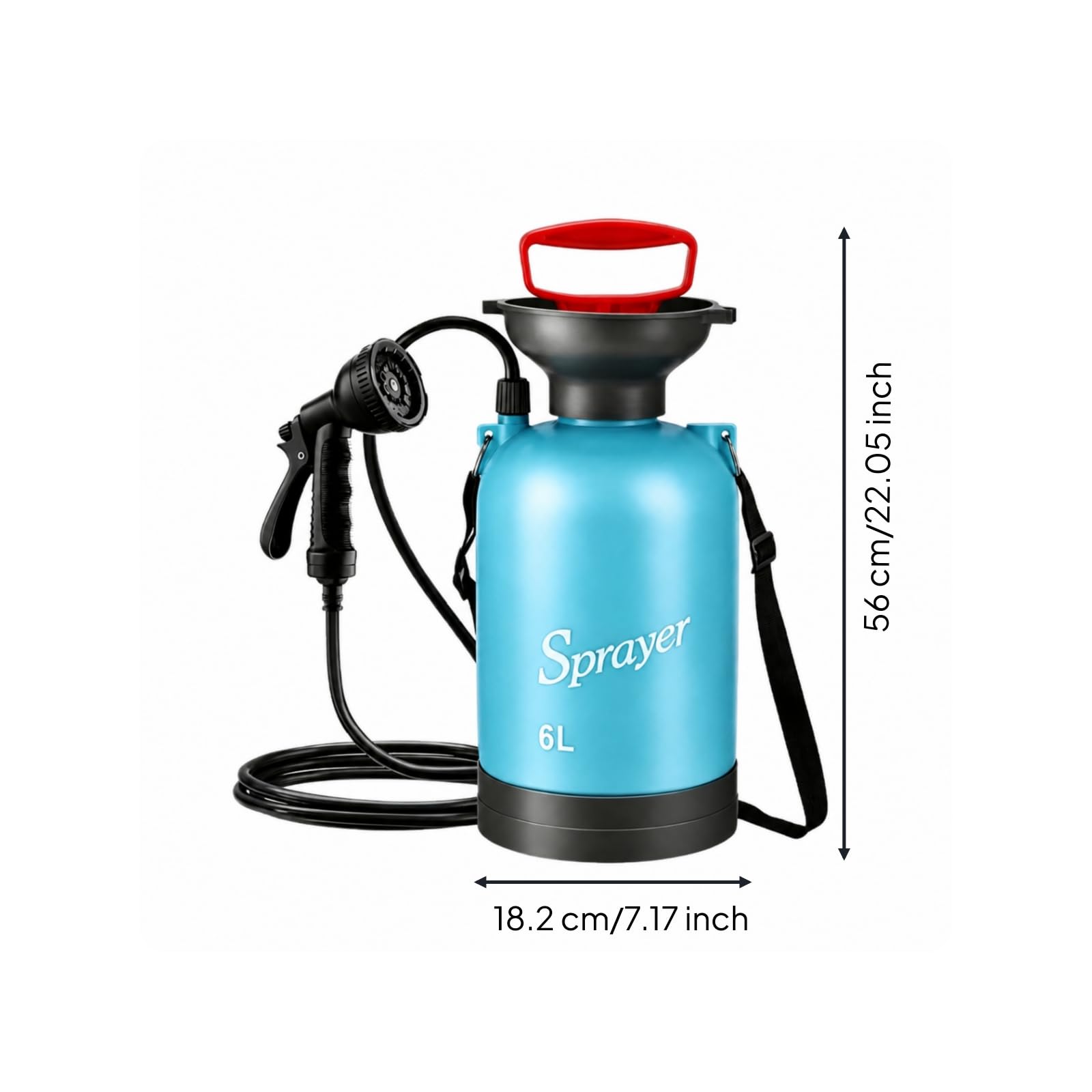 Vielseitig Sprühgät mit Tragegurt, 6 Liter, 3-Meter-Schlauch, 10 Sprühmuster, Color to 1