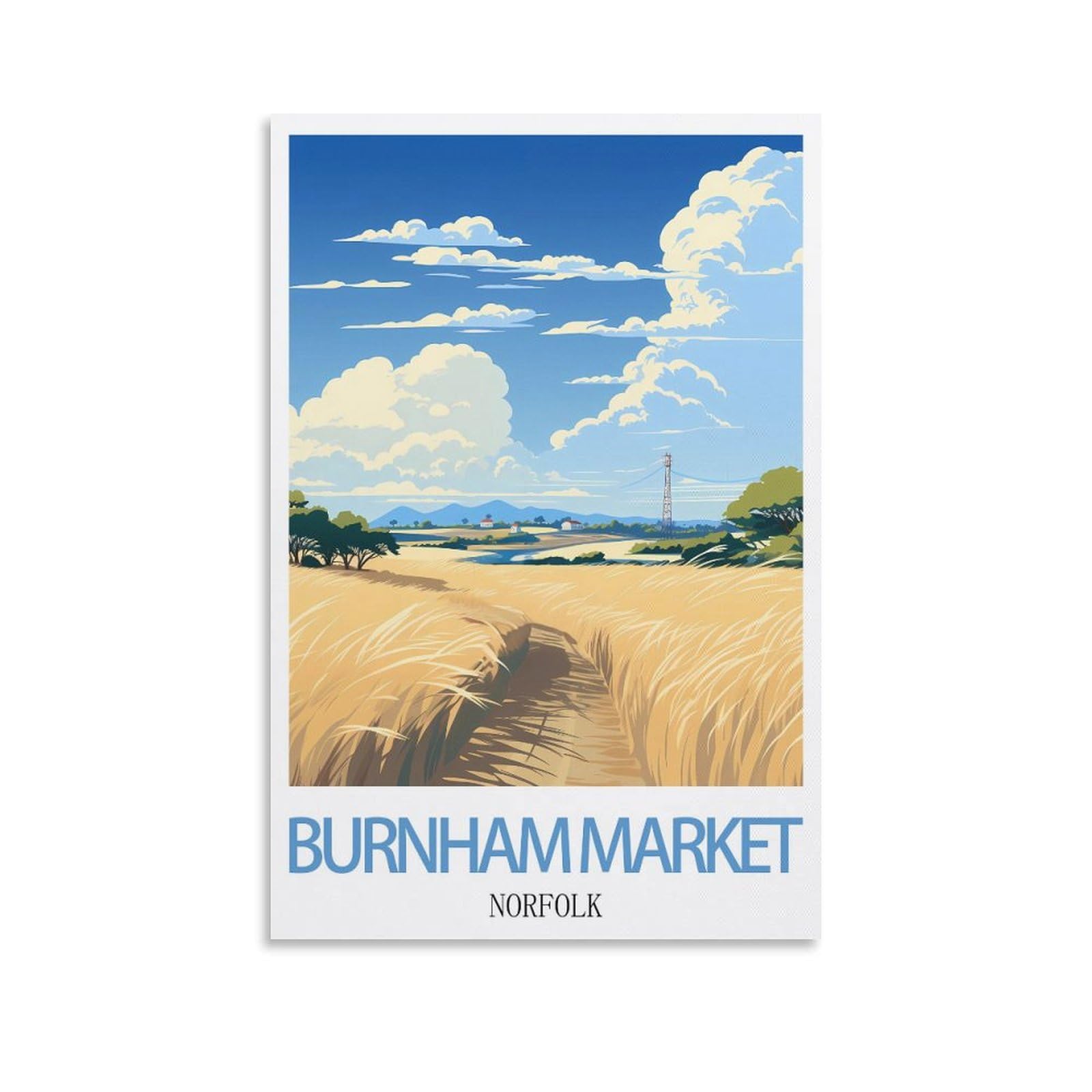 Vintage Metal Tin Wall Sign Burnham Market Norfolk Art Plaque Poster Wall Decor for Home Tool Room Bar Club Restaurant Cafe 30x30cm