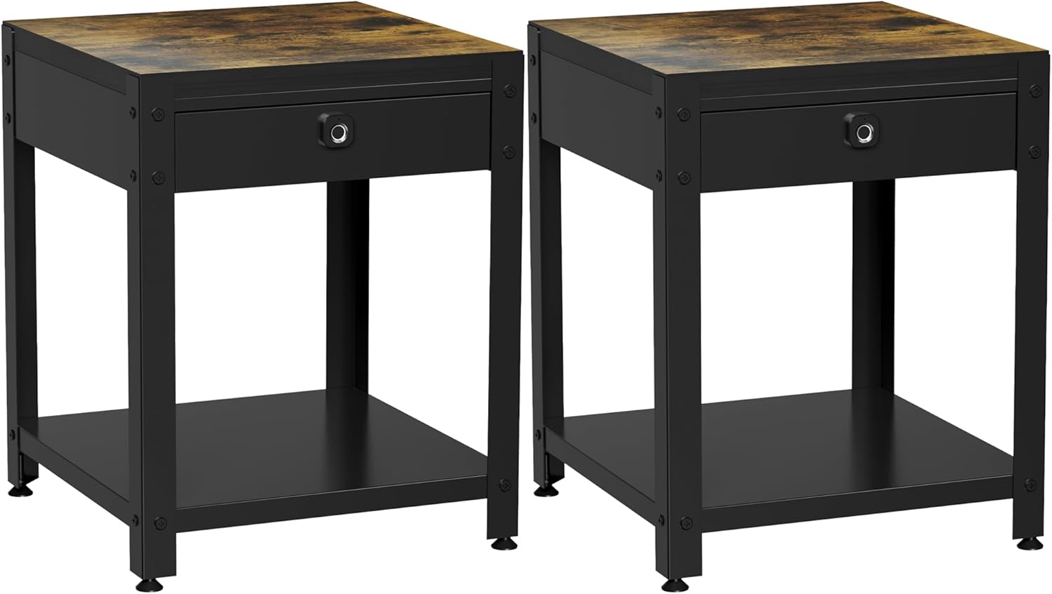 Night Stand with Gun Drawer - Bedside Table with Fingerprint Hidden Compartment Biometric Nightstand Locking Modern End/Side Table for Bedroom/Living Room (Black)