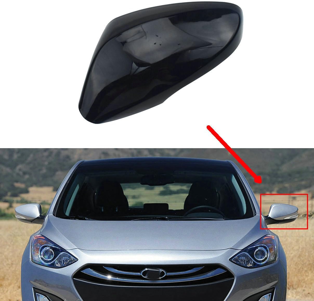 Left Driver Side Car Front Mirror Cover Cap Compatible with Hyundai Elantra 2011 2012 2013 2014 2015 2016 Black 876163X000 (Only FIT with Turn Light Type)