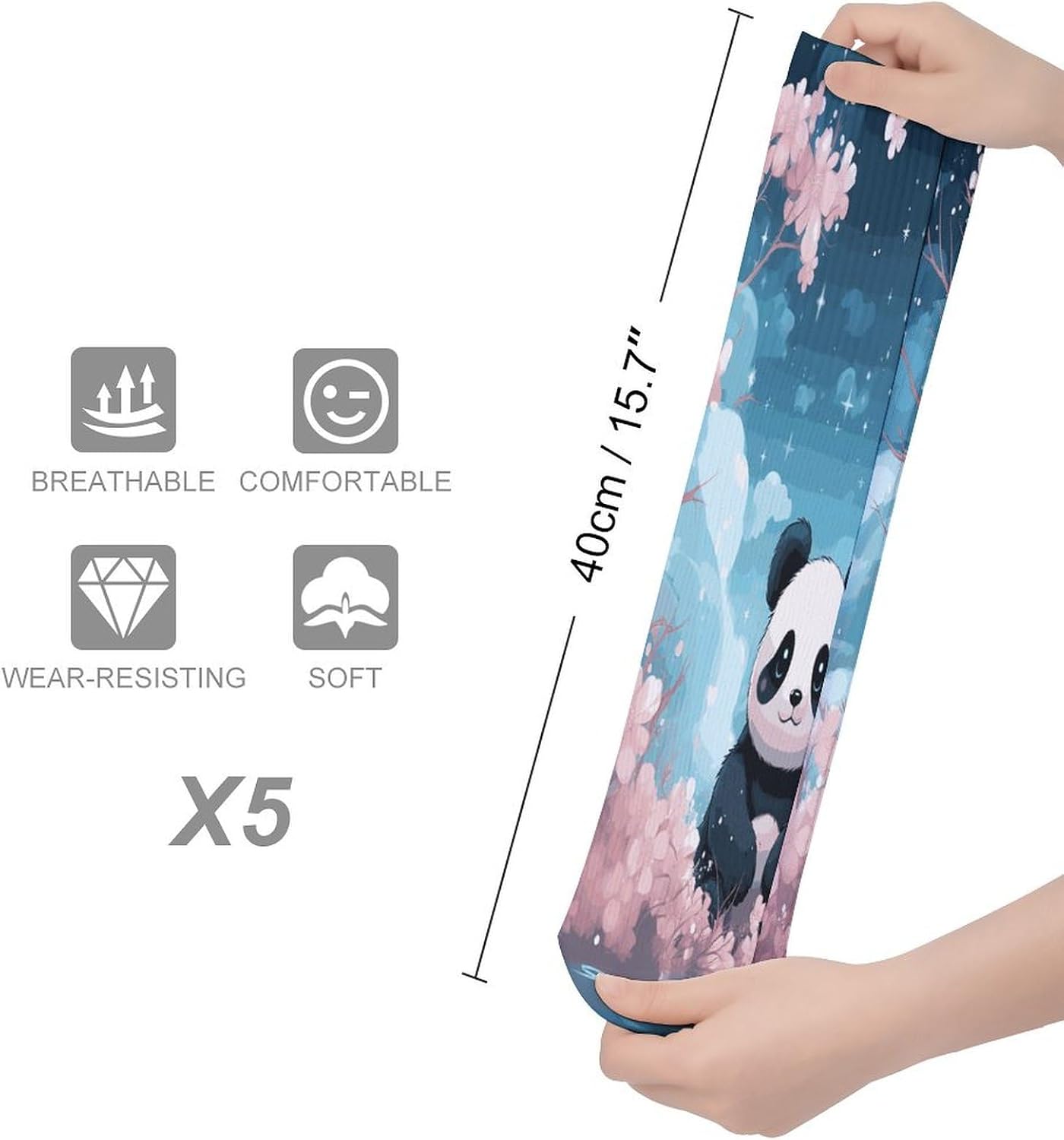 Pink Panda Knee High Socks Cozy Knee High Socks Soft Mid-Length Sock for All Seasons Daily Wear Adult