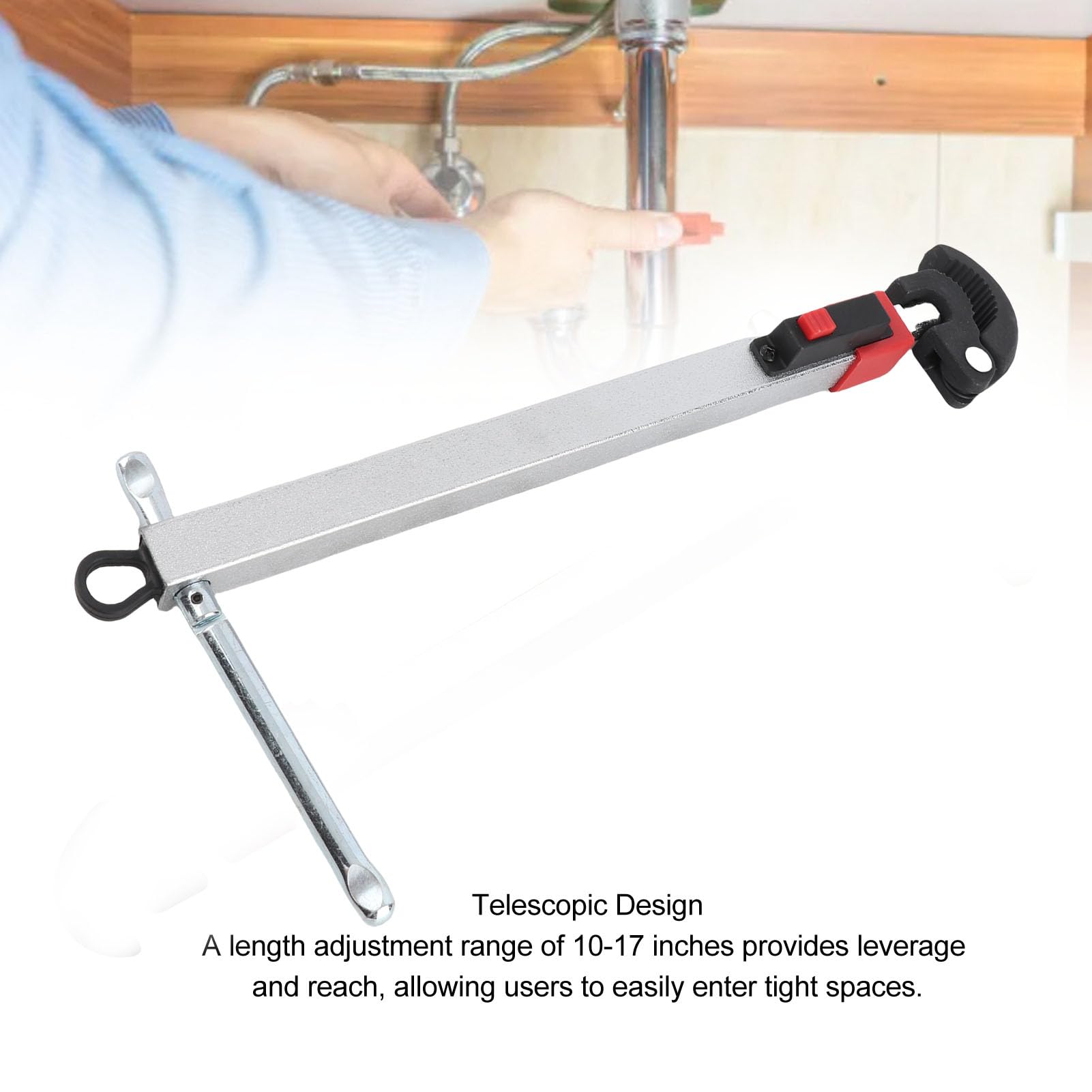 TICFOX Herramienta telescópica para llave de lavabo con grifo de cocina con rotación de 180 grados, construcción duradera de acero CrV para fontaneros