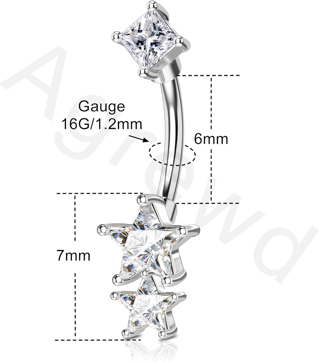 Minimalist Star Rook Earrings 16G Eyebrow Jewelry Surgical Steel Rook Piercing Jewelry Belly Button Ring Curved Barbell - Image 4