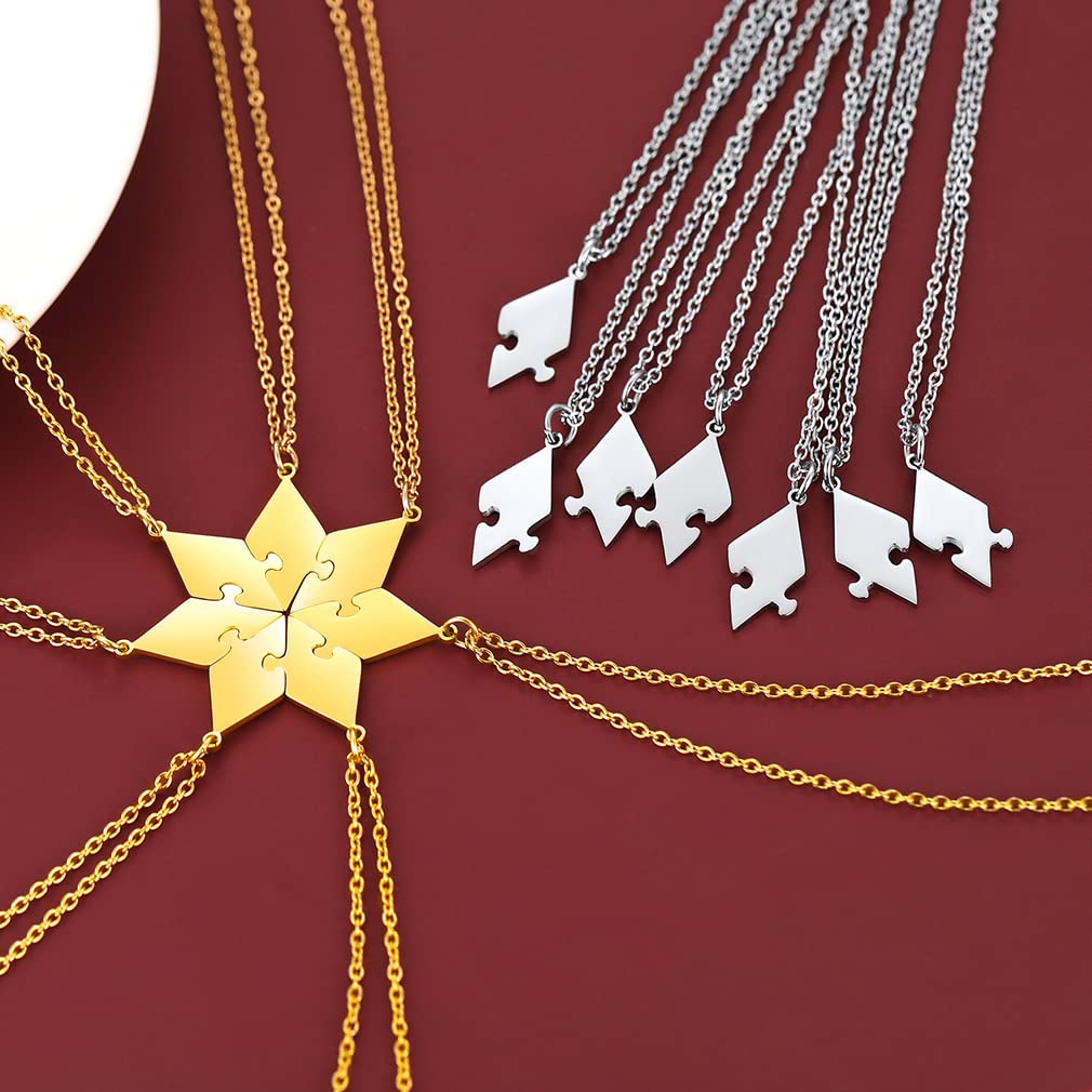 FaithHeart Collana dell'Amicizia 3/4/5/6/7/8 Pezzi Ciondoli a Losanga Separabili Nomi Personalizzati del Migliore Amici Catene Regolabili Gioielli Best Friends BFF per il Regalo di Natale Compleanno