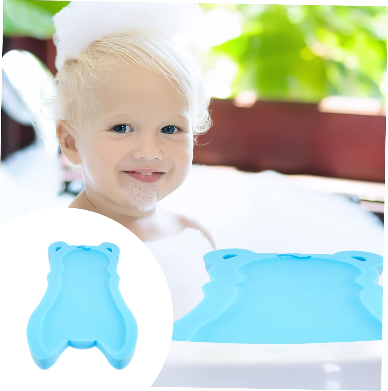 Kisangel Bath Cushion Pad Soft Sponge Mat for Toddlers and Boy Girl Safe and Breathable Supports Head and Neck Adorable Cartoon Design for Newborn Bathing
