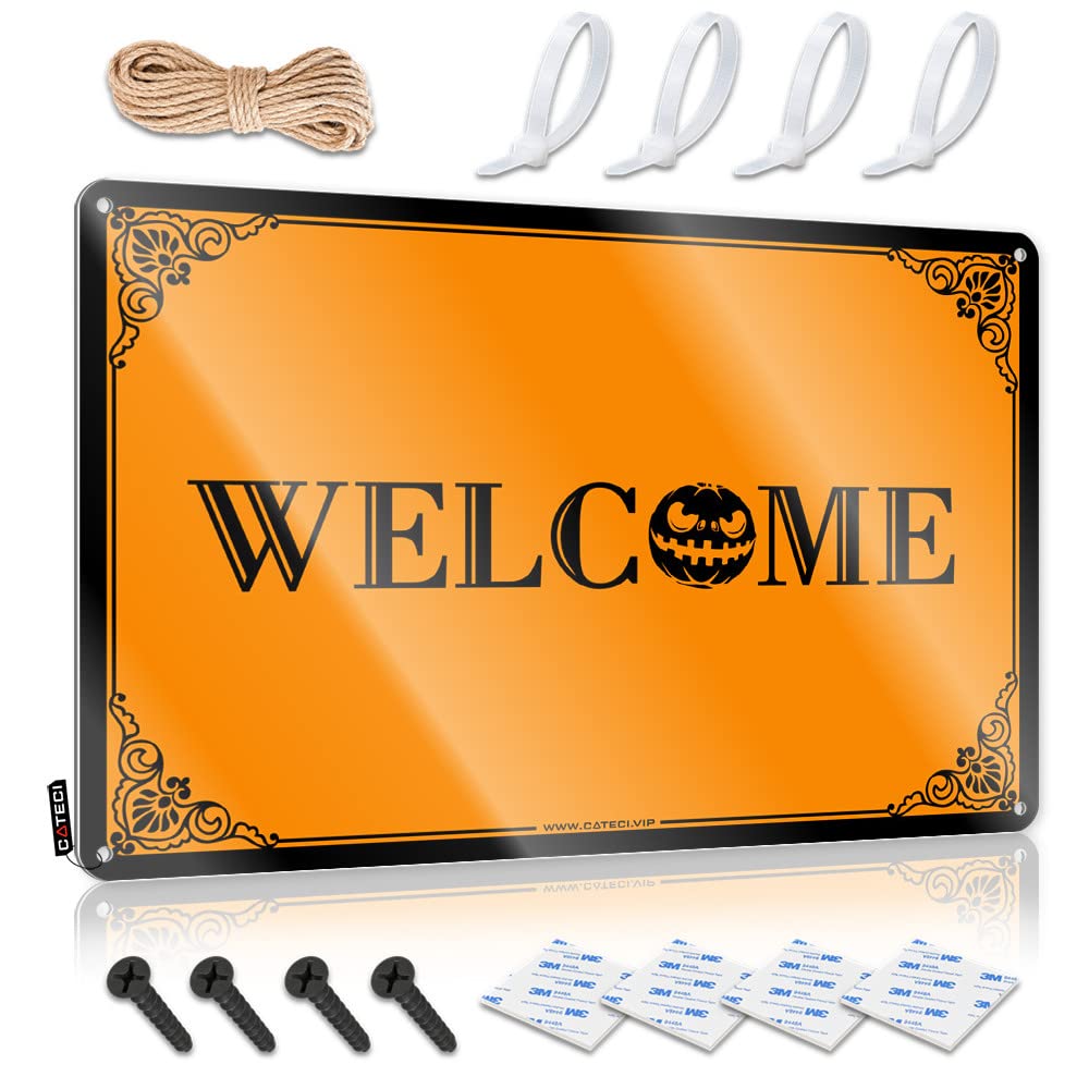 Man Cave Decor And Accessories Halloween Welcome Tin Sign 2 Metal Sign Decor Vintage Funny Street Signs(20X30CM)