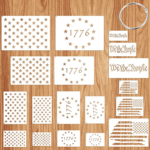 American Flag 50 Star Stencils, 13 Stars 1776 Templates, American Flag Stencils And We The People Stencil, Ideal For Painting On Wood Fabric Wall Floor Decors(4 Styles) #TOP1