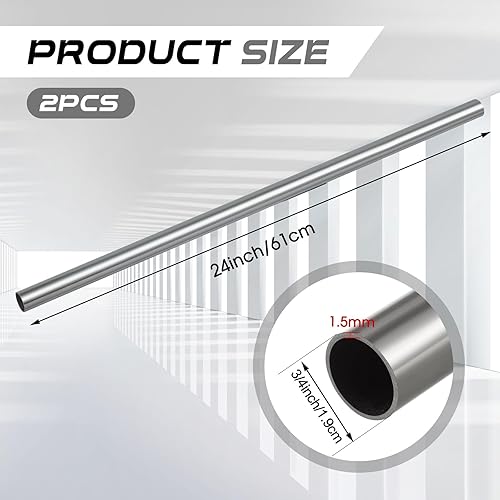 Miniatura 2 de Hicarer 2 tubos de acero inoxidable 34 pulgadas Od 304 de 24 pulgadas de longitud, tubo grueso y tubo soldable de calibre 16, tubo de metal redondo
