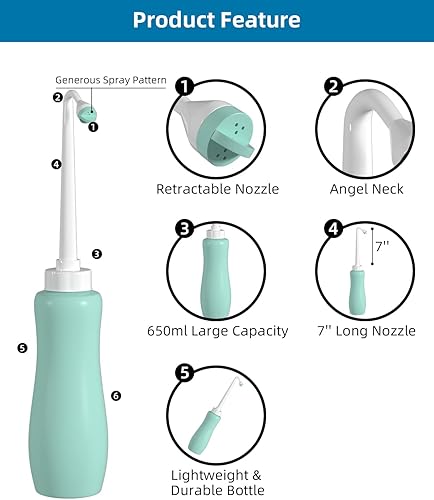 Miniatura 3 de Bidé portátil para inodoro, accesorio de bidé, piezas de bidé de viaje personal de mano de 22.0 fl oz, boquilla puntiaguda extra larga para parto,