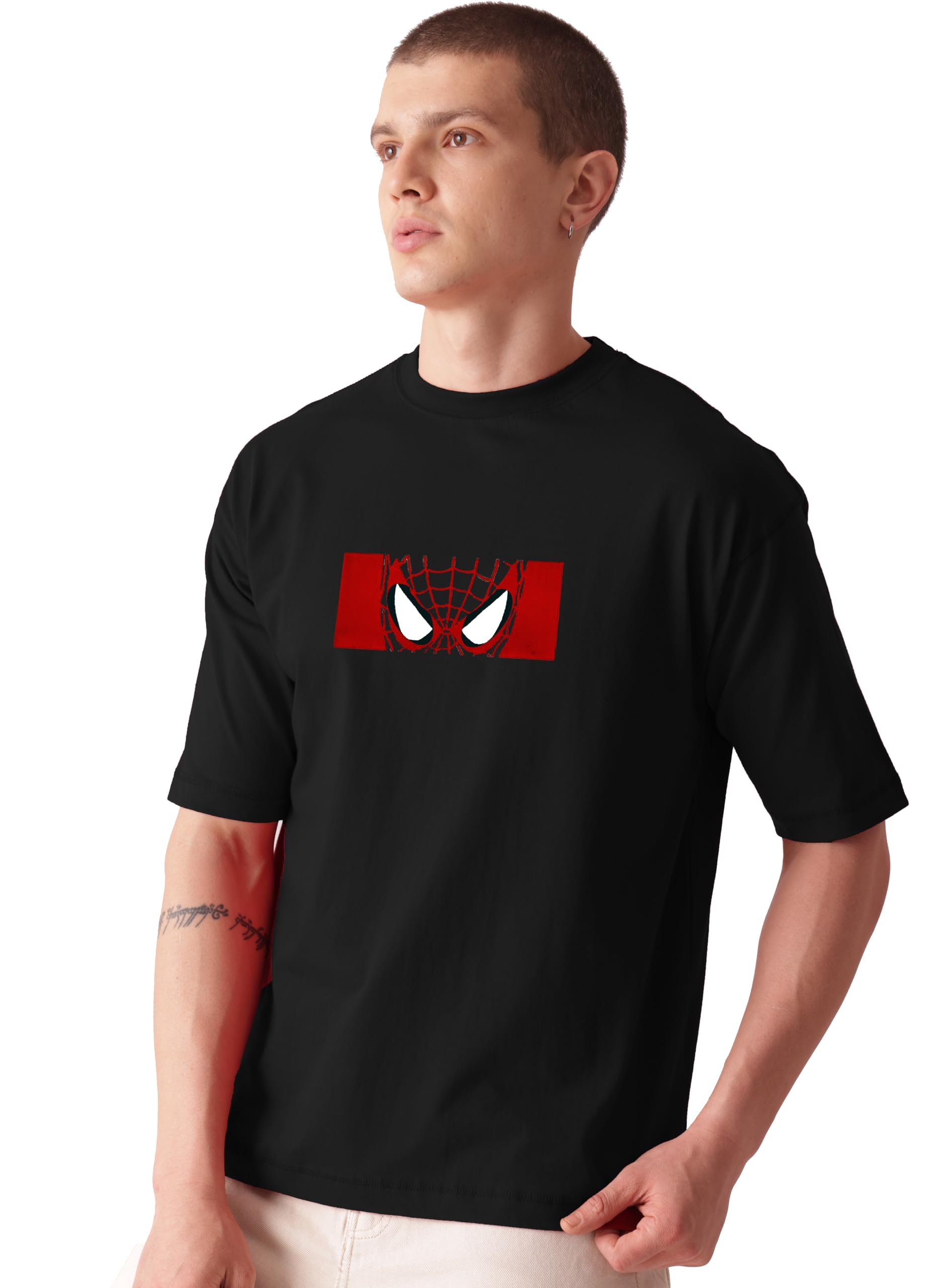 Unisex 100% Cotton Marvel's Superhero Graphic Printed Drop Shoulder Oversized Fit T-Shirt for Men and Women-image-9