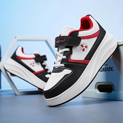 Outdoor Roller Skate Shoes for Kids, Parkour Roller Shoes with 4-Wheel & 2-Wheel Modes, Transformable Sneaker Skates for Boys, Versatile Roller Skating Footwear
