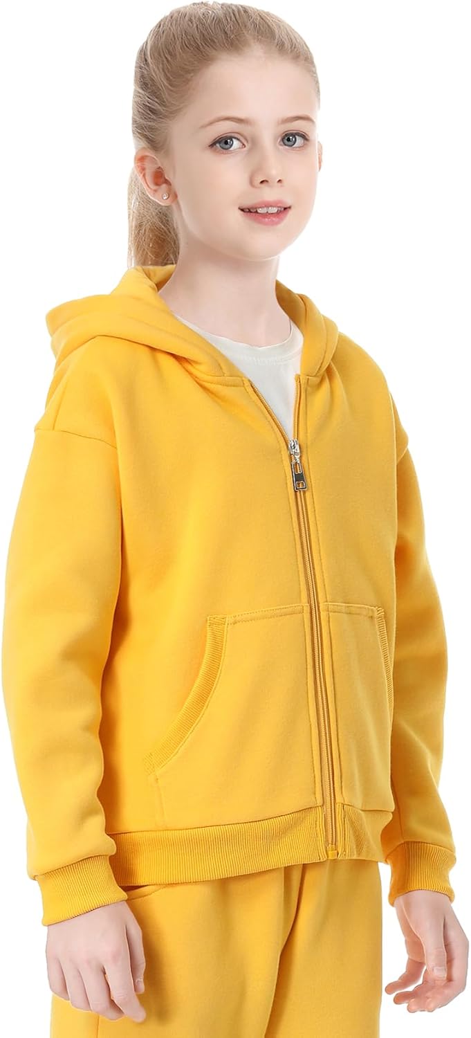 QBK Kids Brushed Fleece Zip-Up Hooded Sweatshirt Hoodie for Boys or Girls 3-14 Years - Image 5