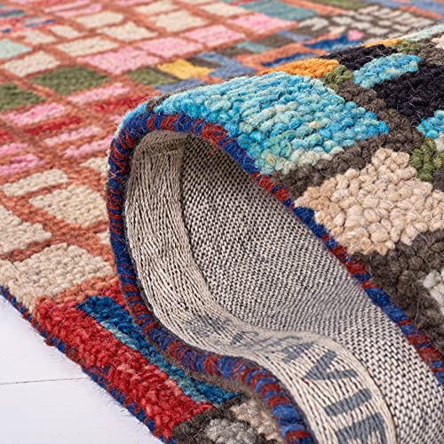 Tapete Boho cuadrado 91x91 cm de lana hecho a mano miniatura 5