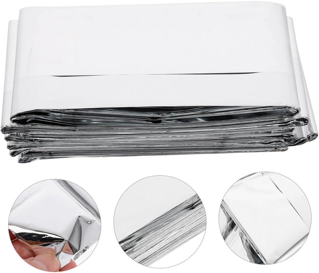 Healifty 4pcs Emergency Blankets Silver Reflective Portable Insulation Camping Survival Blanket 130x210cm Lightweight Thermal Emergency Sheets for Outdoor Hiking Safety