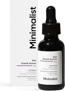 Minimalist Hair Growth Actives 18% Hair Growth Serum | With Procapil, Capixyl, Redensyl, Anagain & Baicapil For Hair Fall Control For Men & Women, black, 30 ml (Pack of 1)