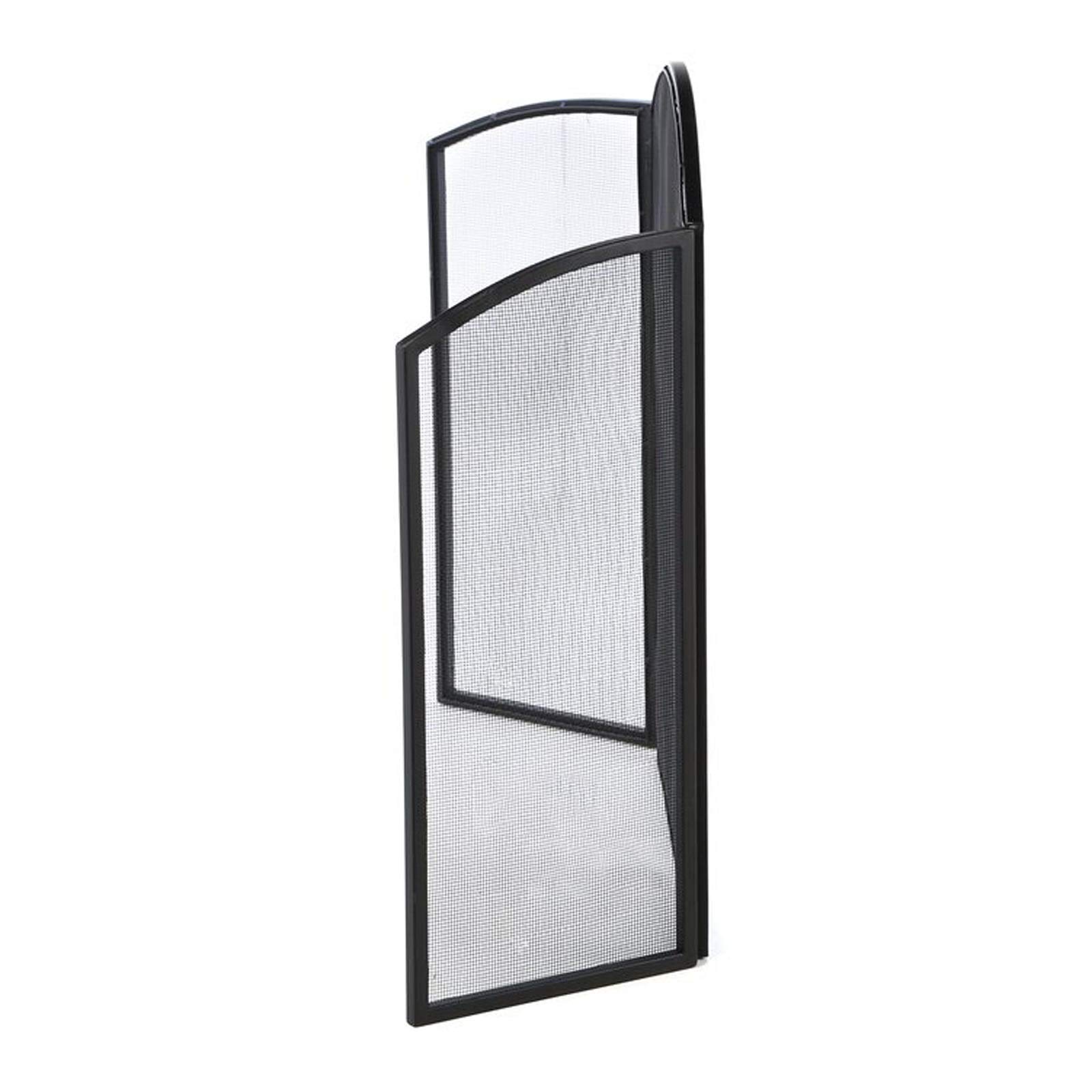 Schermi per Caminetti di Guardia Schermo da camino 3 pannelli con cornice ad arco nero in ferro battuto in ferro metallico camino schermo h 31.9"×w 49.6" Accessori per Caminetti in Rete Decorativa