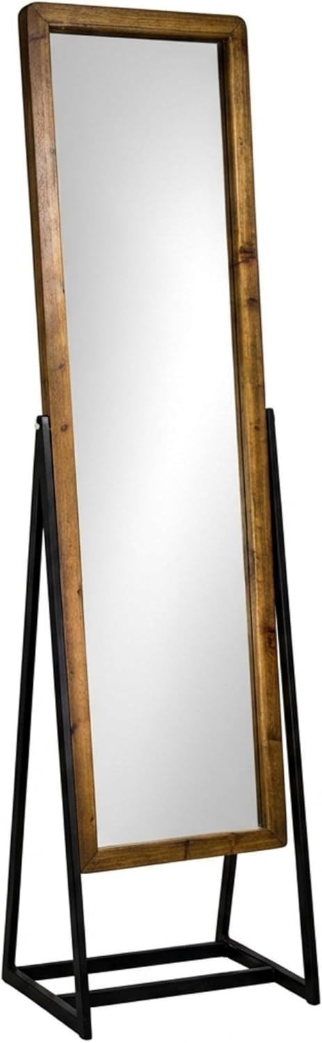 American Art Decor Rustic Farmhouse Wood Framed Full Length Cheval Style Freestanding Long Tilt Dressing Floor Mirror 69" x 17.5"