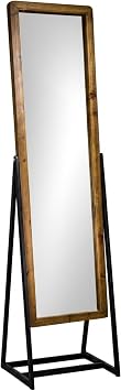 American Art Decor Rustic Farmhouse Wood Framed Full Length Cheval Style Freestanding Long Tilt Dressing Floor Mirror 69" x 17.5"