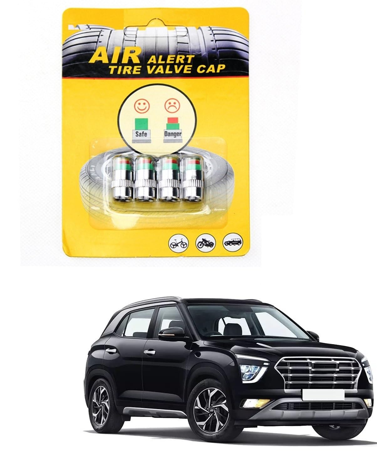 Adwait Car Air Alert Tyre Valve Cap 4 pcs for Tata Safari-image-7