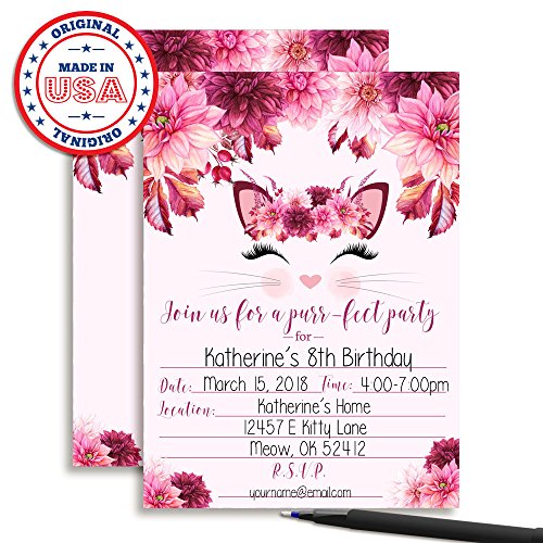 Invitation anniversaire fille chat prête à remplir pour manque de temps - 3