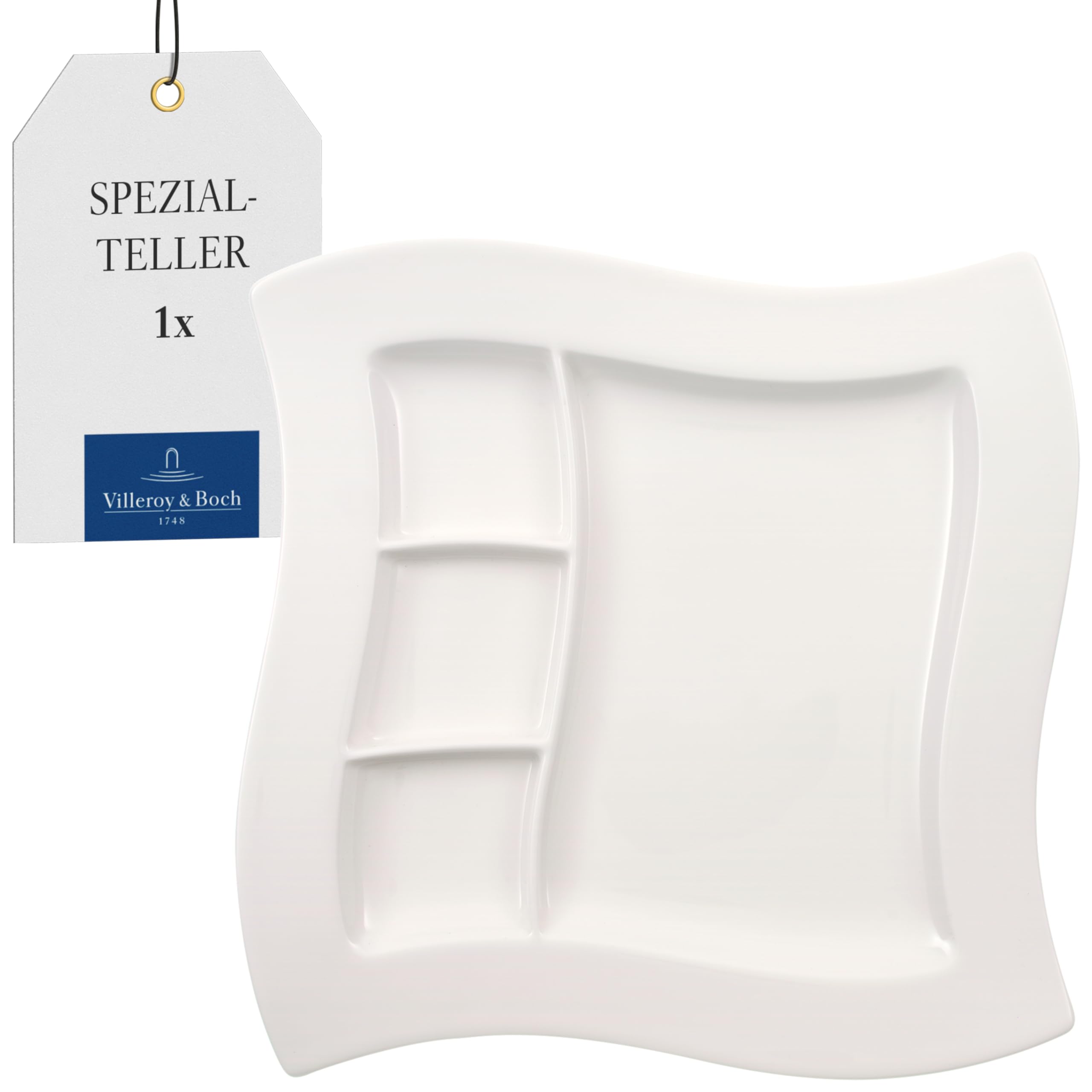 Villeroy & Boch - NewWave Spezialteller 27 cm Weiß, Spülmaschinenfest, Mikrowellensicher, Servierteller, Teller Weiß, Teller mit Unterteilung, Snackteller mit Fächern, Geschirr, Premium Porzellan