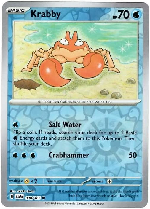 Pokemon - Krabby 098/165 - Pokemon 151 - Reverse Foil - Single Card