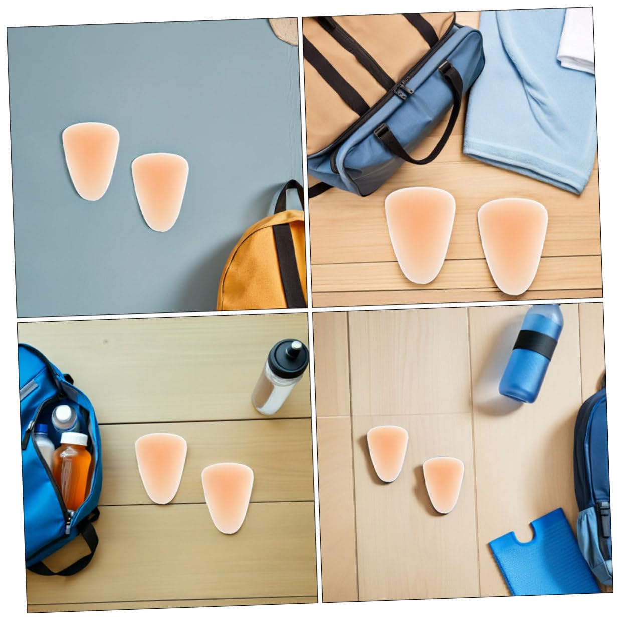 Ginocchiere in Silicone Adesive Beige M, Set 4 Pezzi, Protezione Rinforzata per Ginocchia, Ginocchiere da Pattinaggio e Skateboard Unisex, Supporto Elastico per Sport All’aperto