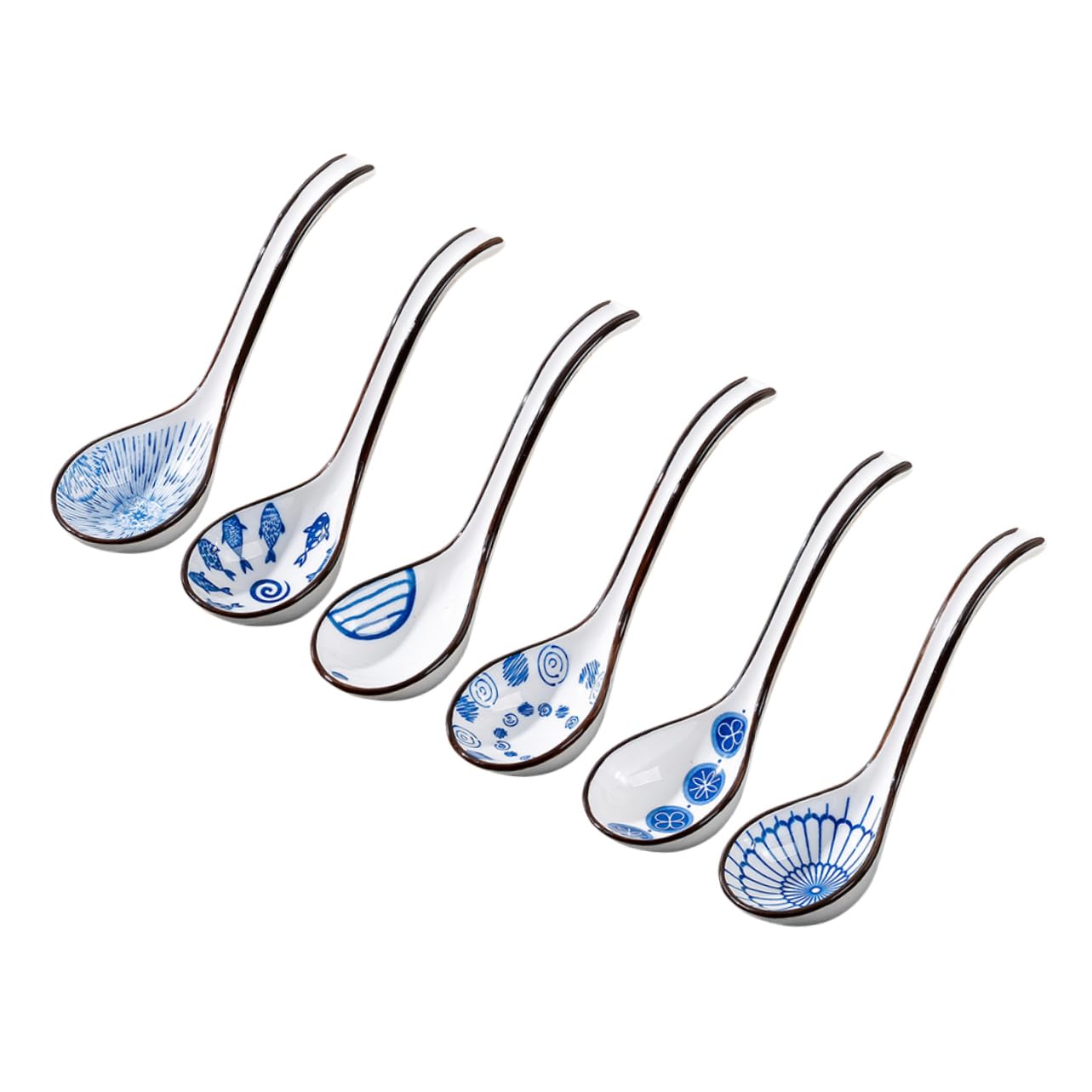CONGARTENO 6pcs Ceramic Spoon Soup Ladle Spoons Rice Paddle Ceramic Soup Spoons Rice Ladle Spoon Rice Spoon Portable Soup Spoons Spoon and Paddle Spoon Ceramic Dinner Spoons Ceramics