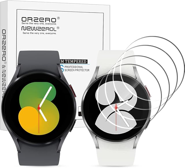 NEWZEROL 4 Packs Compatible for Samsung Galaxy Watch 5/4 (40MM Version) Tempered Glass Screen Protector High Resolution Tempered Glass Screen Protector Bubble Free Protective Film - Transparent