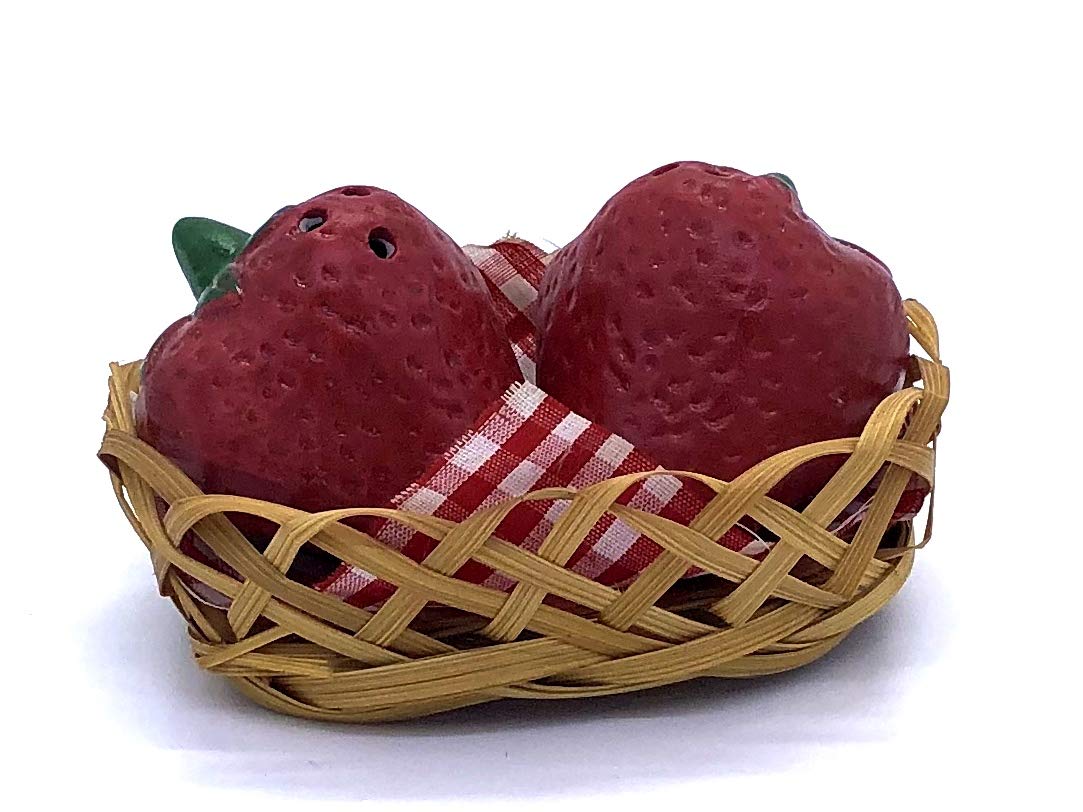Shopster Small Cute Fruits & Vegetables Shaped Dining Table Salt and Pepper Shakers, 2 Pieces, Green and Red with Basket (Strawberry SNP) (B082Y8HLF3) Amazon Price History, Amazon Price Tracker