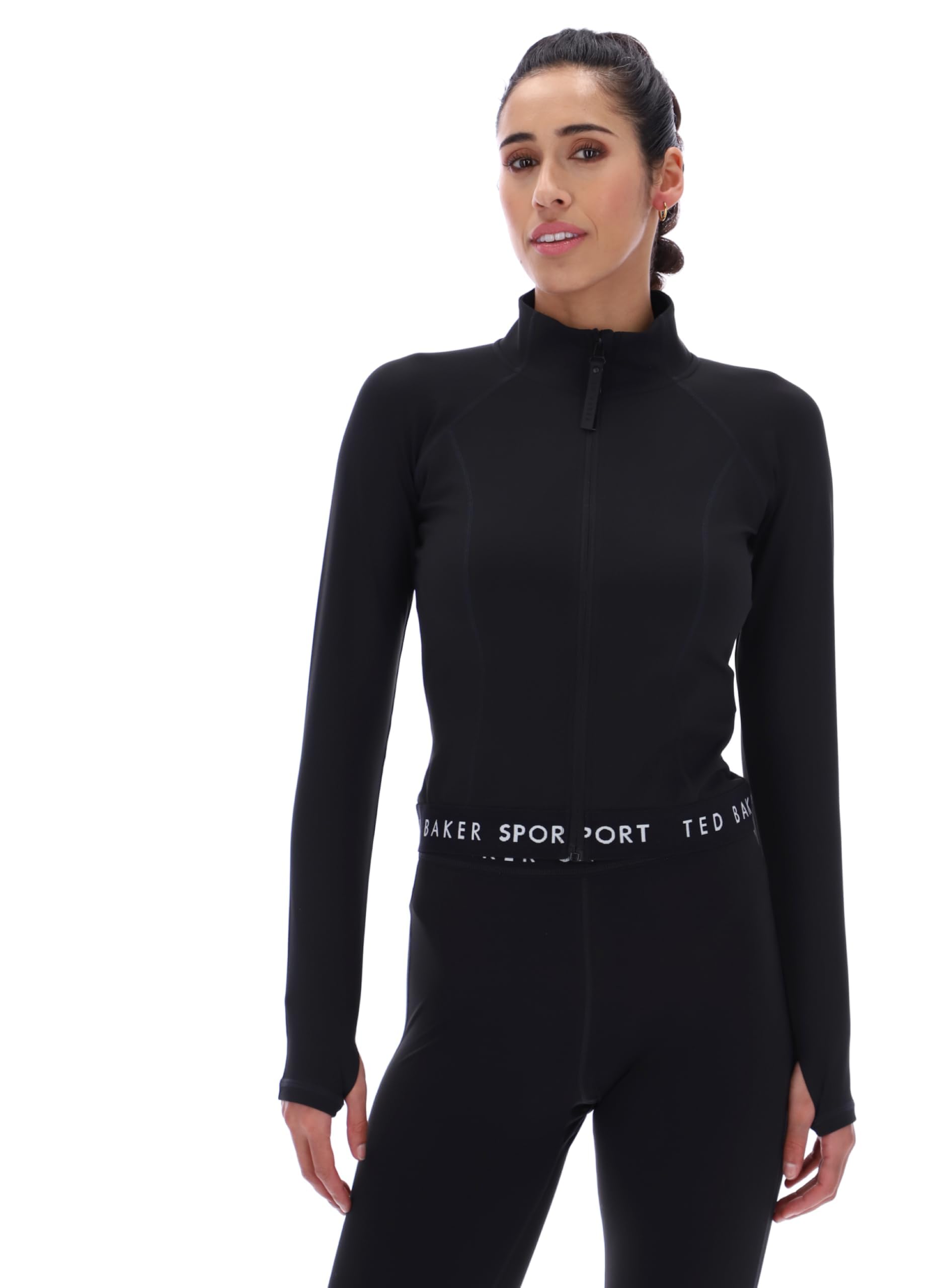 Ted Baker Sport Women's Marie Essentials Cropped Zip-Up Jacket, Black, Large