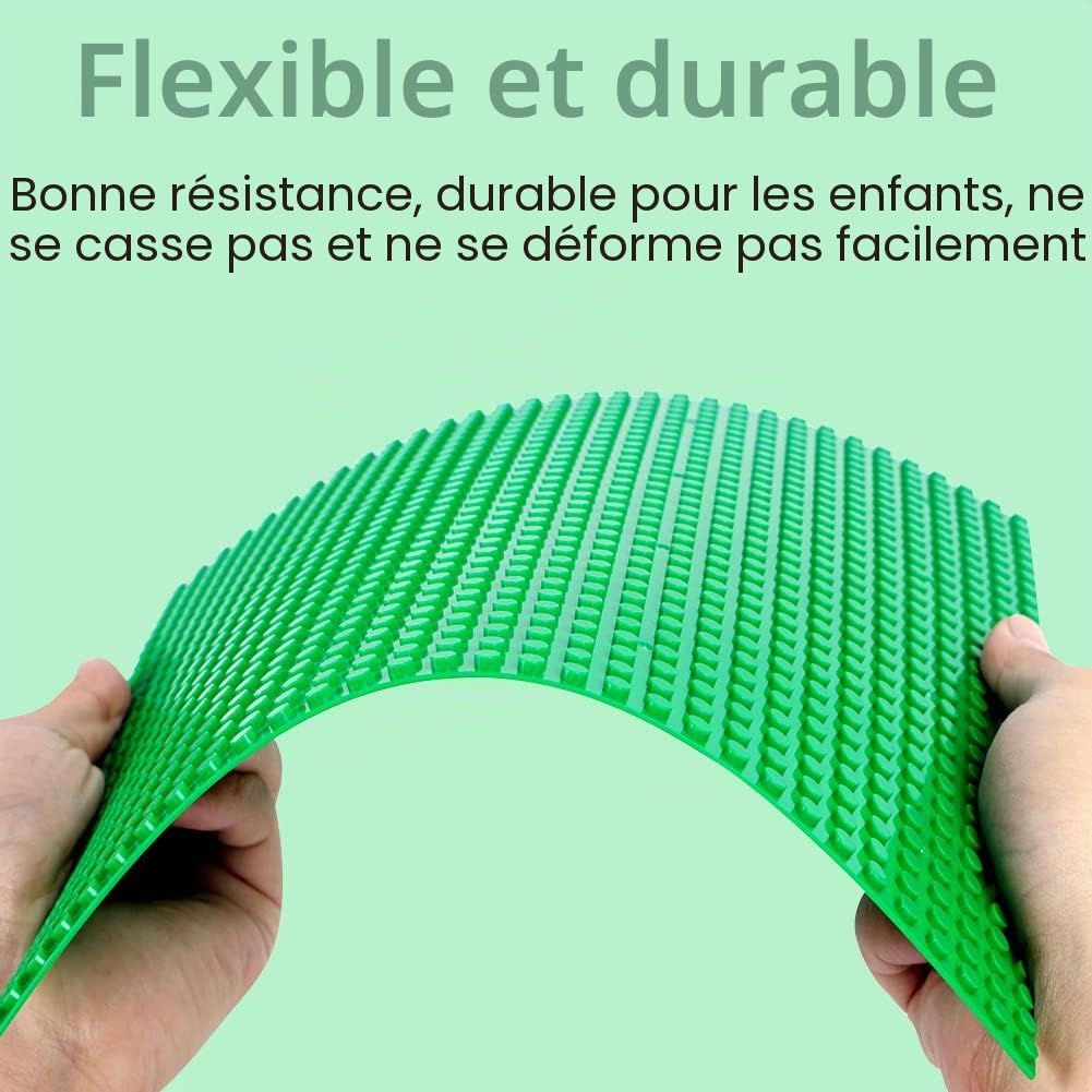 Lekebaby Lot de 12 plaques de construction compatibles avec la plupart des marques, 25 x 25 cm, plaque de base verte, bleue, grise, Vert/Gris/Bleu