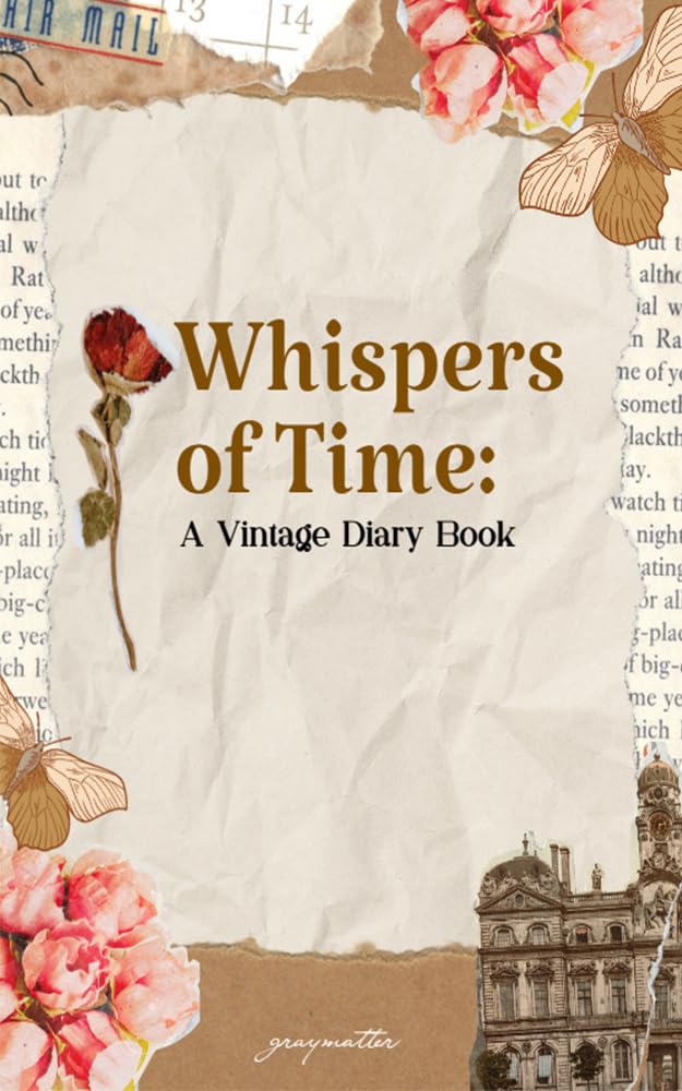 Carnet de notes vintage Whispers of Time journal intime en anglais couverture rigide retro