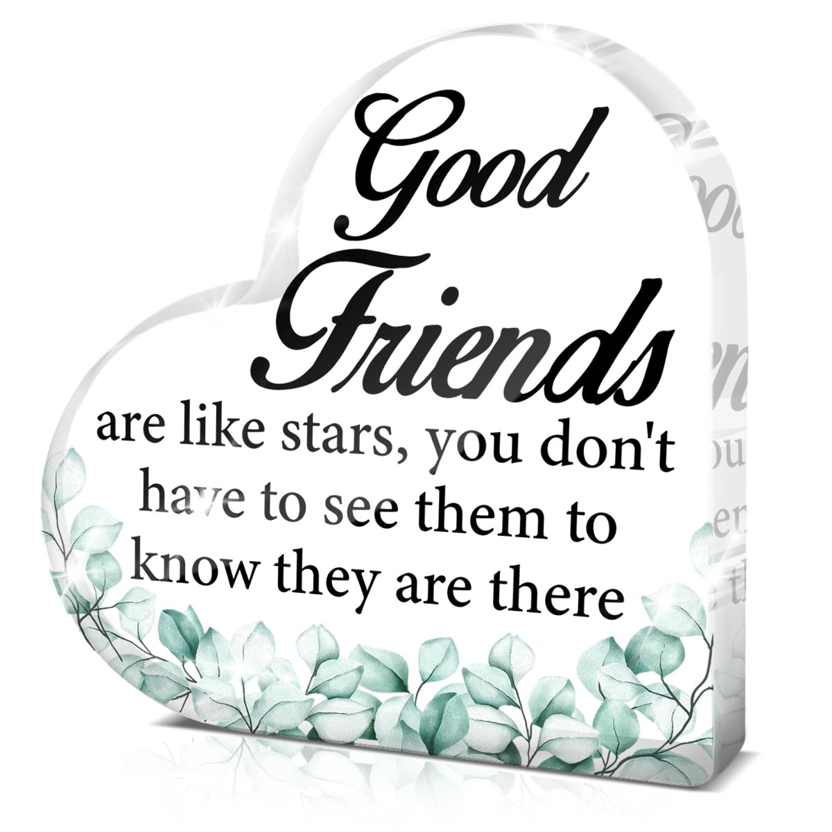 Friendship Gifts for Women Men, Long Distance Friendship Gift, Friend Gift Ideas for Birthday Christmas Graduation, Best Friend Acrylic Heart Sign Keepsake, Good Friends Are Like Stars