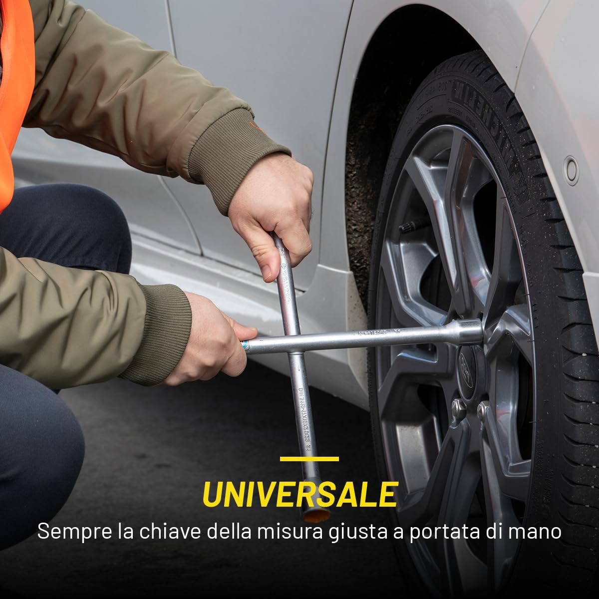 DUNLOP Chiave a Croce in Acciaio per Sostituzione Ruote Auto Macchina 17 19 21 23 mm