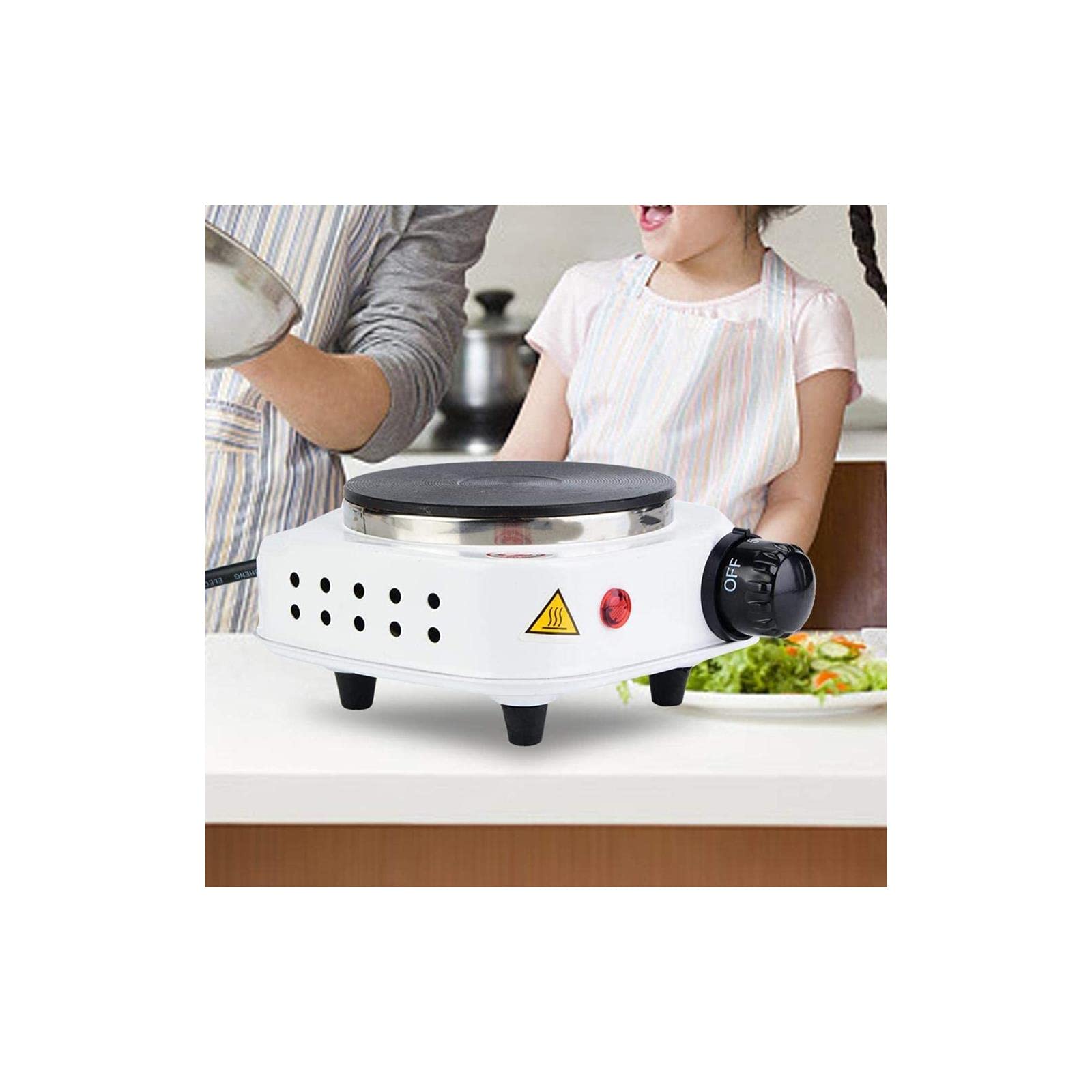 Mini Stove, Electric Single Burner, Compact and Portable, Adjustable Temperature Hot Plate, 500W Multifunctional Home Heater(US)
