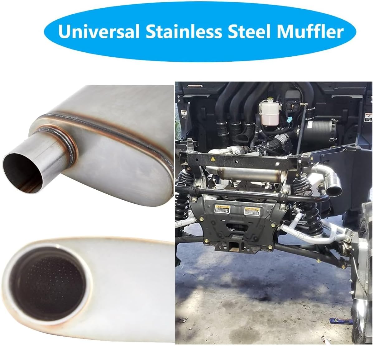 Universal 409 Stainless Performance Exhaust Muffler, 2.5 in offset Muffler, 2.5 in 2.5 out, straight through (5 * 8 * 14 * 20 in)