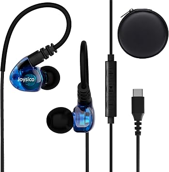USB C Headphones Earbuds Wired for iPhone 15 16 17 Air, iPad Samsung Google | Controls, Over Ear Hook, Sport Running Secure in Ear for Kids Women Small Ears, for Google Pixel Phone Tablets w Type C Port