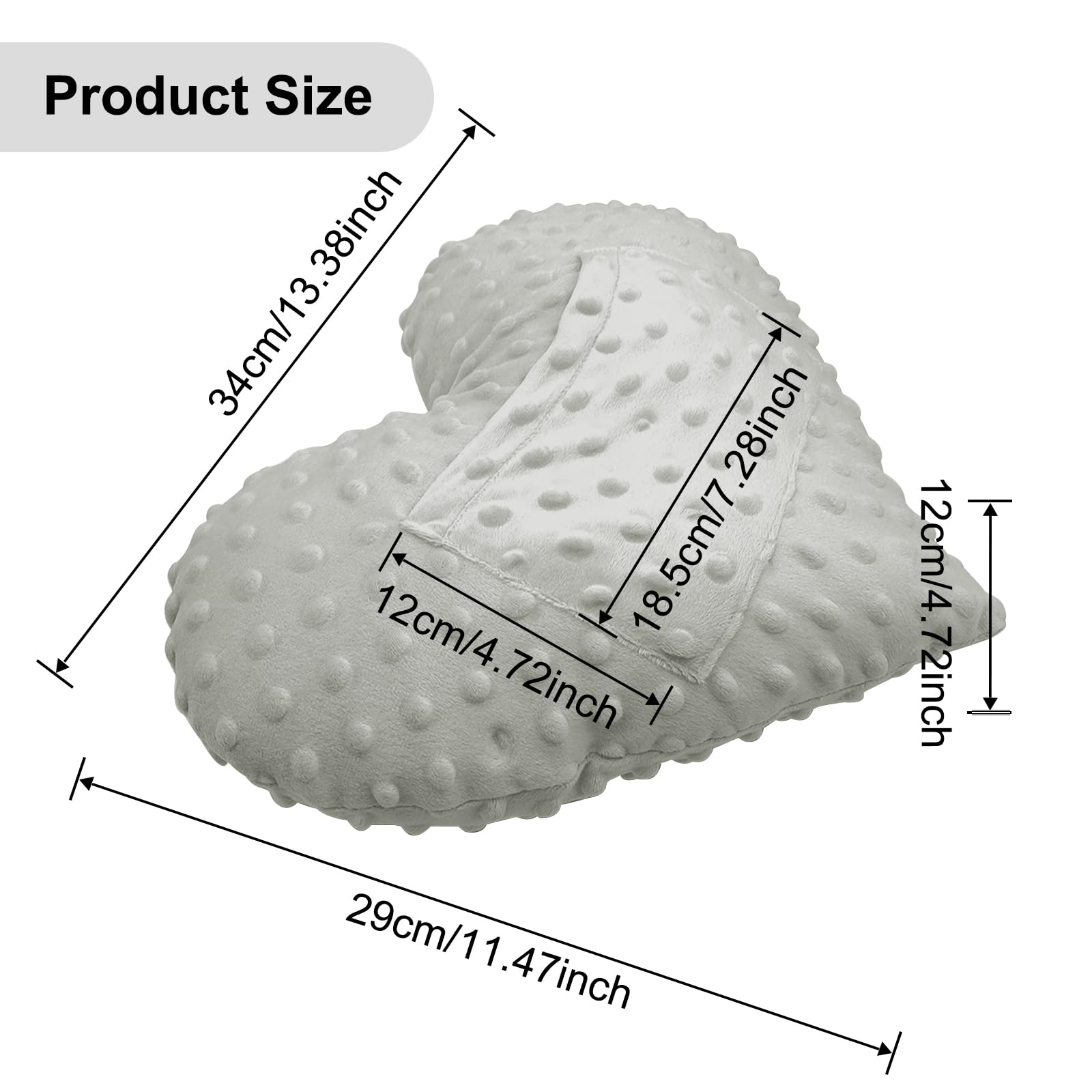 YOIHS Heart Shape Pillow for Surgery with Pocket, Comfort Cushion Recovery Gifts for Women Men Patients Heart Shaped Pillow Grey