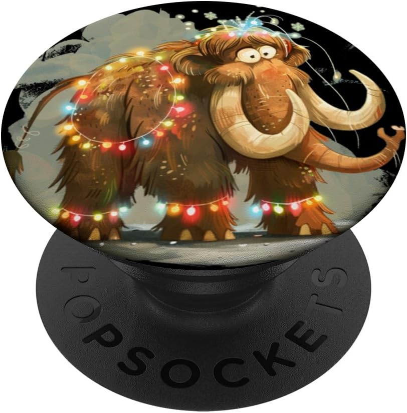 Mammoth with Twinkling Lights for a Magical Night PopSockets Adhesive PopGrip