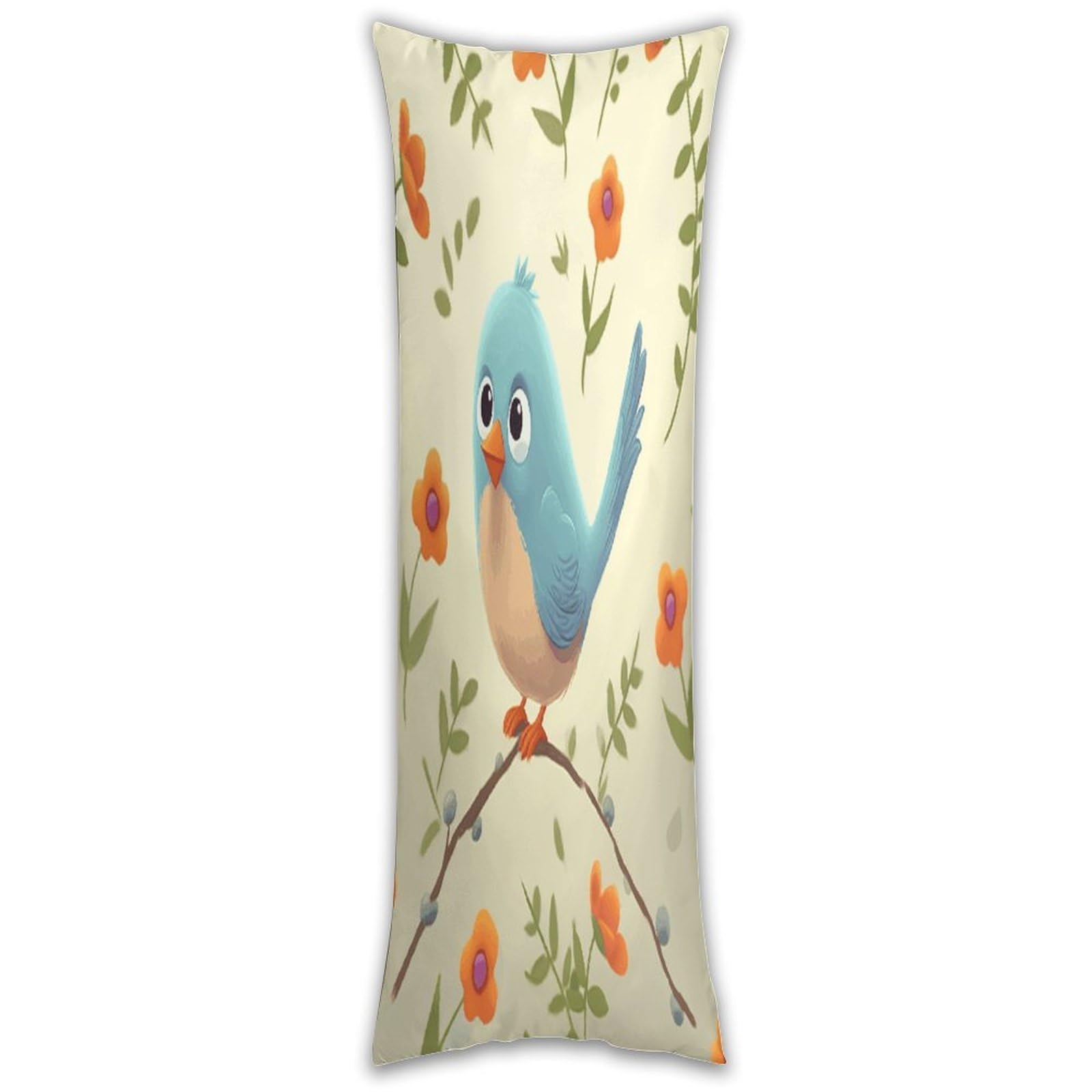 Cute Bird Long Pillow Case with Zipper Ultra Soft Microfiber Long Pillow Cover Breathable Body Pillow Protector Soft Wrinkle Pillowcase for Bed Sofa Bedroom 53 X 19 in