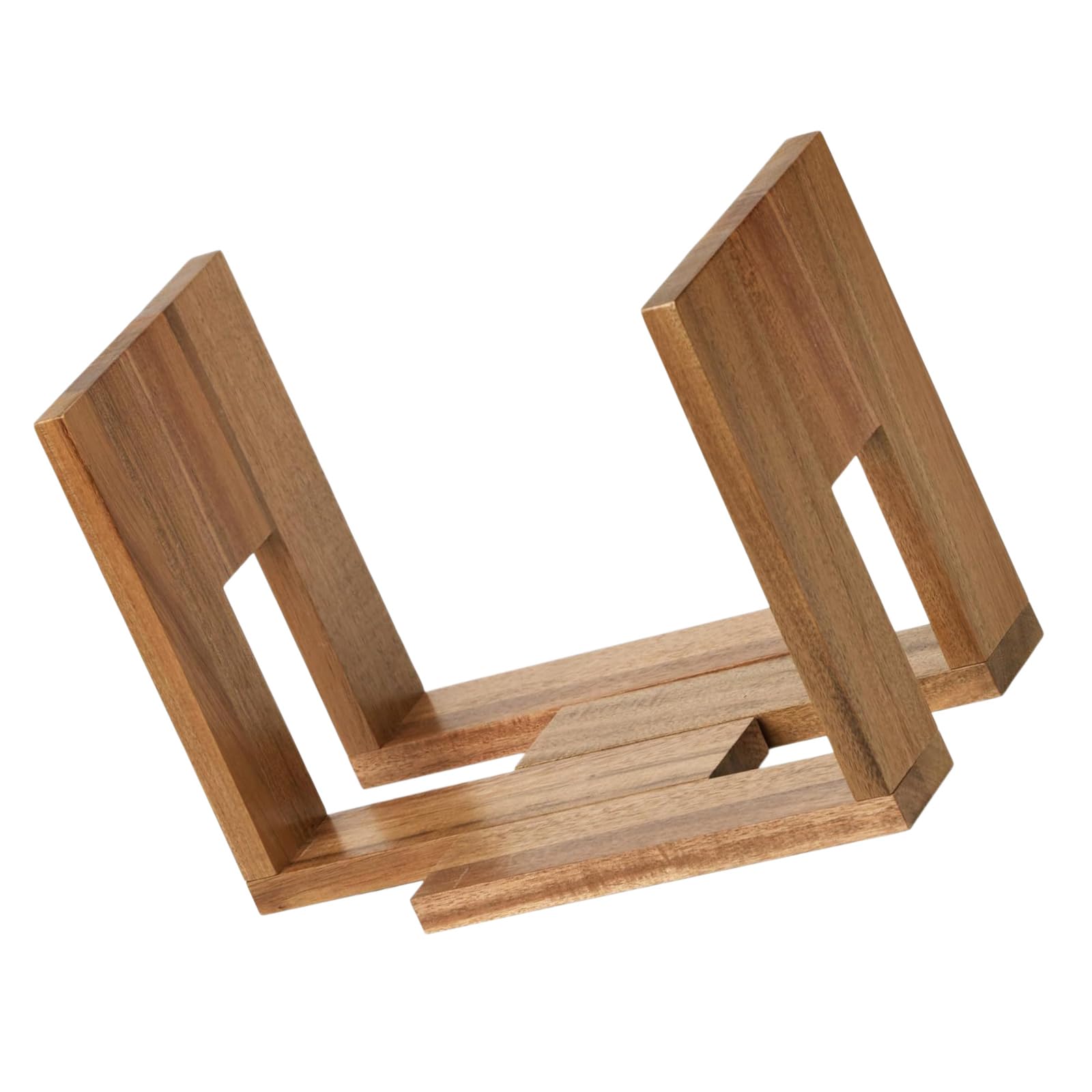 Desktop Bookshelf File Organiser Stand, Document Shape Wooden Bookend for Desk Journal Management Desktop File