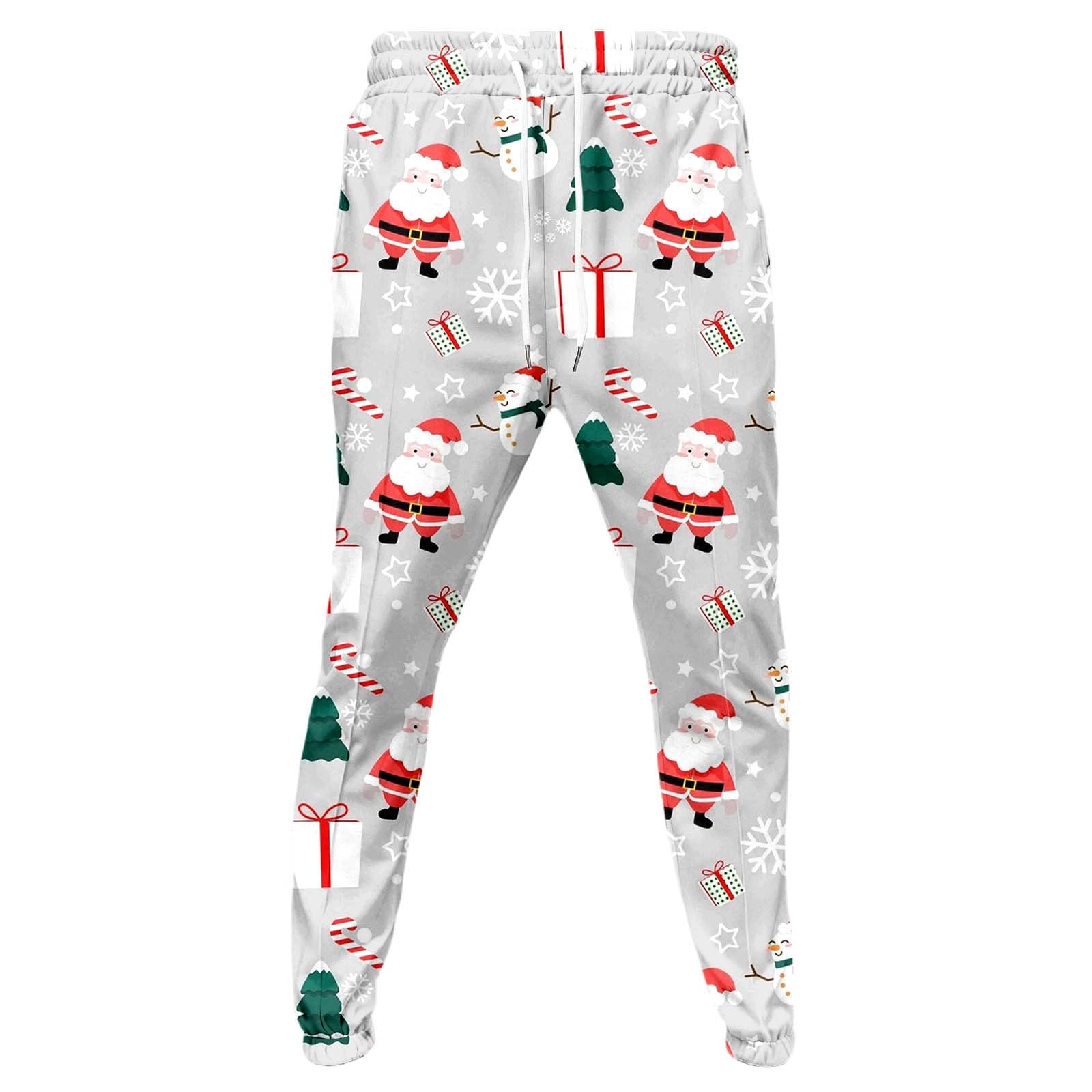 Generisch Tuta natalizia da uomo, per jogging, Natale, set di tute natalizie, 2 pezzi, stampa 3D, divertente abbigliamento natalizio con felpa in pile + pantaloni da jogging