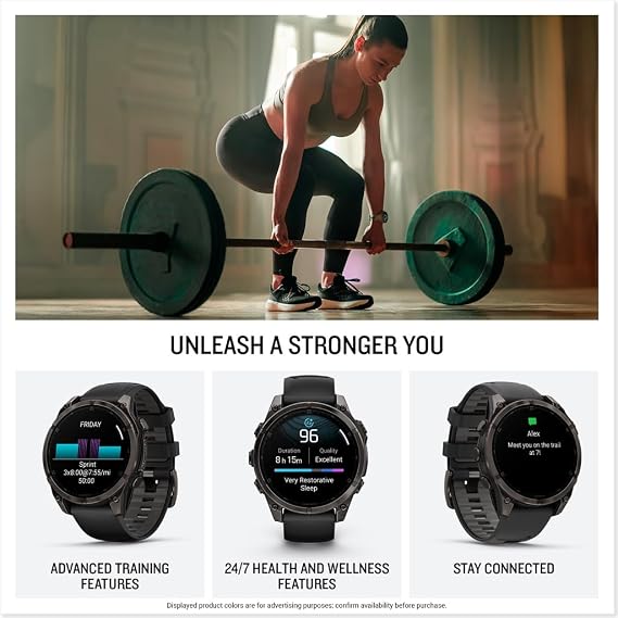 ساعة Garmin Fenix 8 Sapphire الذكية متعددة الرياضات AMOLED مقاس 47 مم مع تقنية inReach وتتبع الصحة | حزام Titanium Spark Orange/Graphite مع مجموعة حامل الطاقة الحديثة من Signature Series