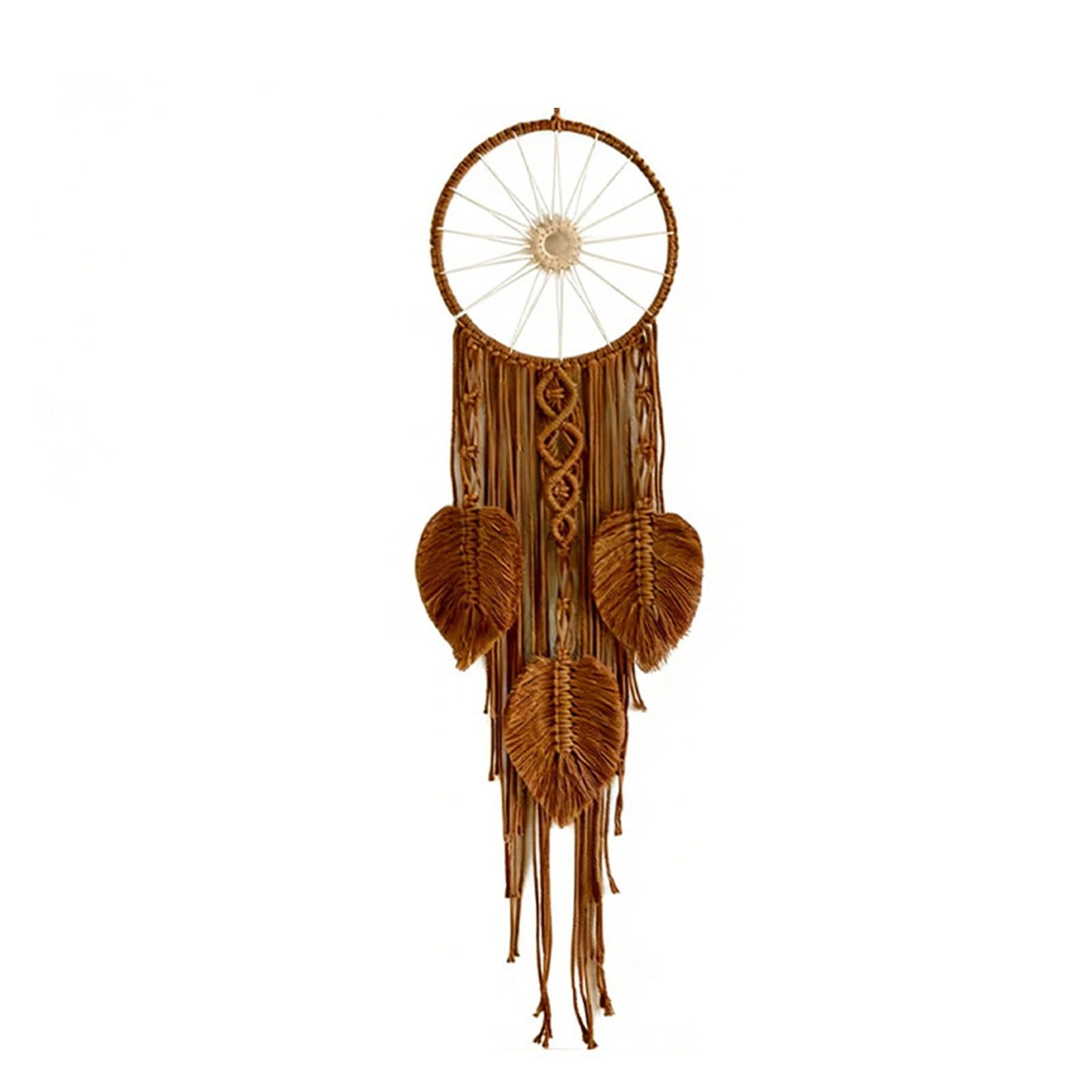 ZhzeYun Large Boho Wall Hanging, Handmade Woven Leaf Tapestry with Tassels, Nordic Bohemian Wall Art for Bedroom Living Room Apartment Dorm Home Decor Coffee