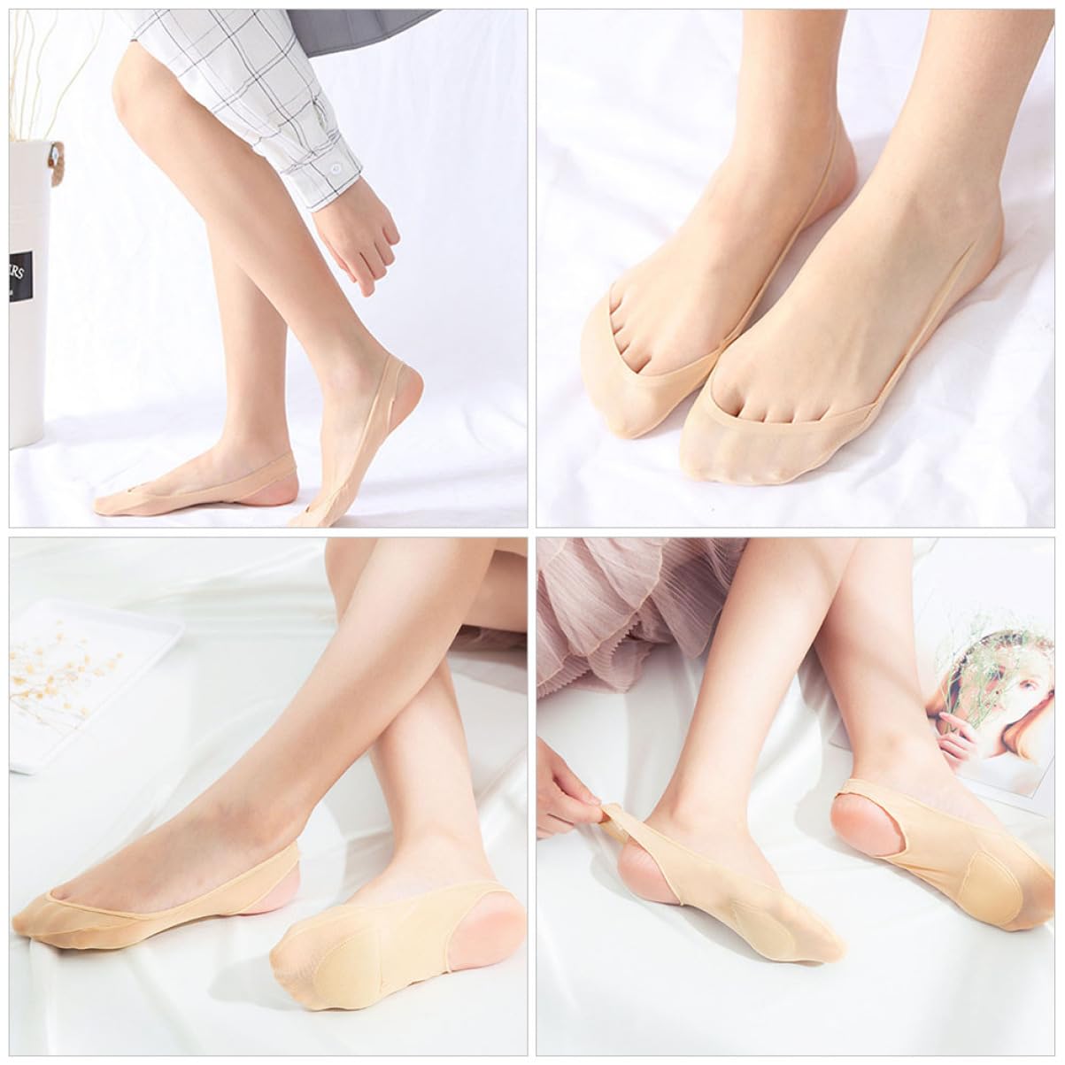 Healvian Paare halbe Socken Fitness Socken Frauen rutschfeste Unsichtbare mit hohem Absatz dekorative halbe Palmen glattes Haar Hosenträger High Heels Damen Nylon