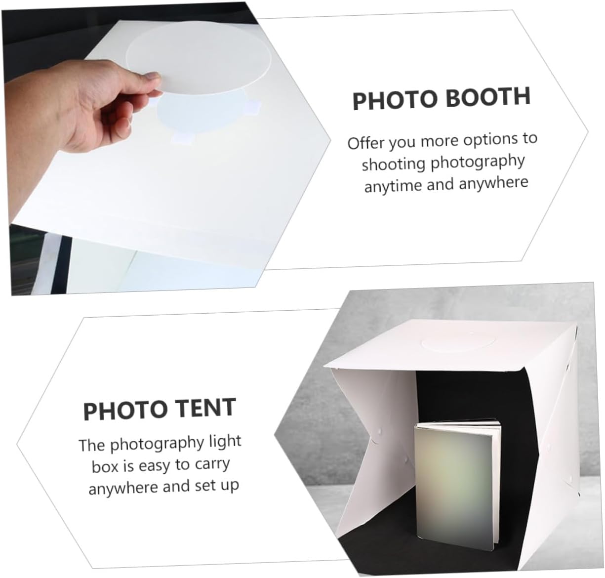 SEWACC Portable Folding Photography Light Tent with LED Light Box and Dual Black White Backdrops Lightweight Compact Photo Setup for Product Photography and Soft Uniform Lighting